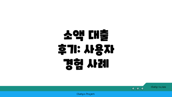 소액 대출 후기: 사용자 경험 사례