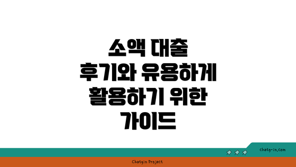 소액 대출 후기와 유용하게 활용하기 위한 가이드