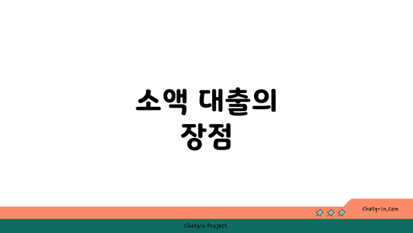 소액 대출의 장점