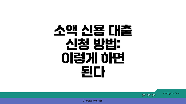 소액 신용 대출 신청 방법: 이렇게 하면 된다