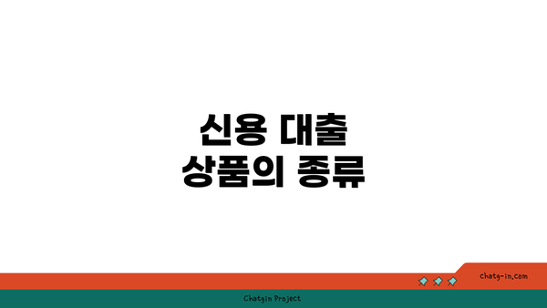 신용 대출 상품의 종류