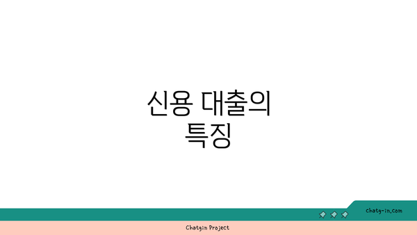신용 대출의 특징