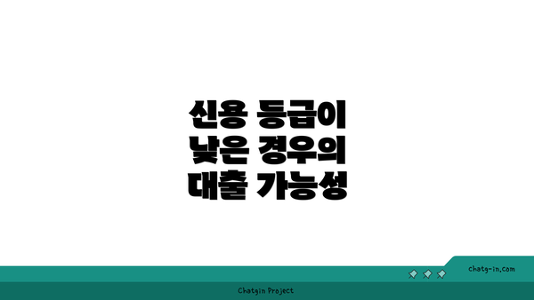 신용 등급이 낮은 경우의 대출 가능성
