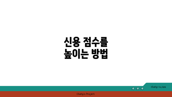 신용 점수를 높이는 방법