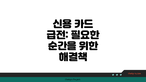 신용 카드 급전: 필요한 순간을 위한 해결책