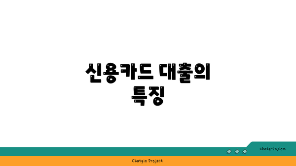 신용카드 대출의 특징