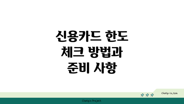 신용카드 한도 체크 방법과 준비 사항
