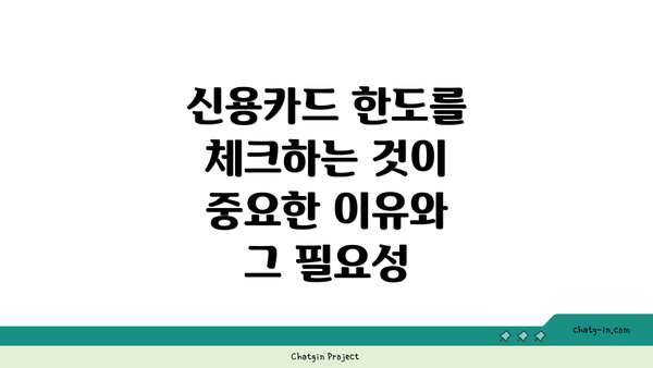 신용카드 한도를 체크하는 것이 중요한 이유와 그 필요성