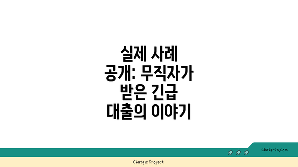 실제 사례 공개: 무직자가 받은 긴급 대출의 이야기