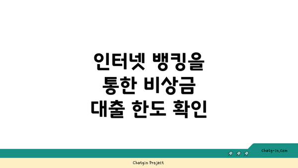 인터넷 뱅킹을 통한 비상금 대출 한도 확인