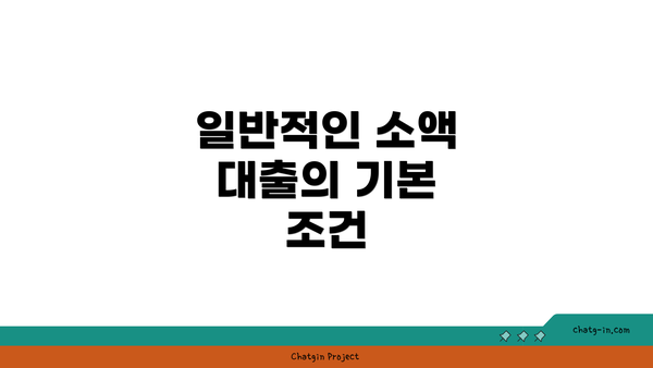일반적인 소액 대출의 기본 조건