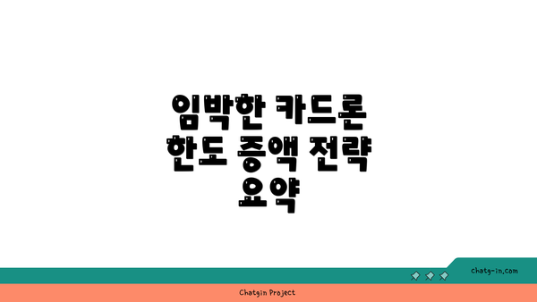임박한 카드론 한도 증액 전략 요약