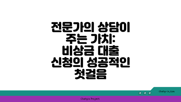 전문가의 상담이 주는 가치: 비상금 대출 신청의 성공적인 첫걸음