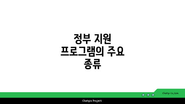 정부 지원 프로그램의 주요 종류