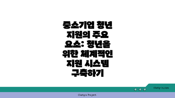 중소기업 청년 지원의 주요 요소: 청년을 위한 체계적인 지원 시스템 구축하기