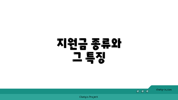 지원금 종류와 그 특징