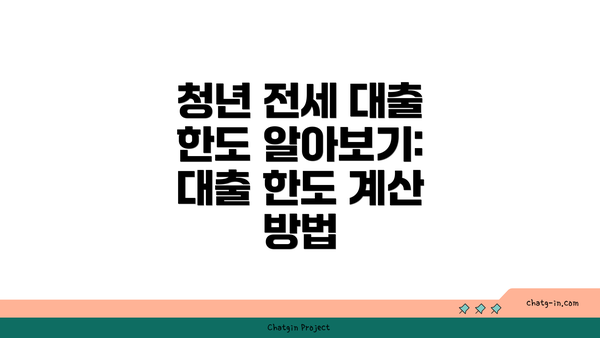 청년 전세 대출 한도 알아보기: 대출 한도 계산 방법