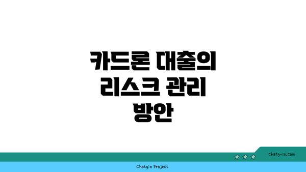 카드론 대출의 리스크 관리 방안