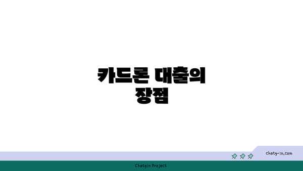 카드론 대출의 장점