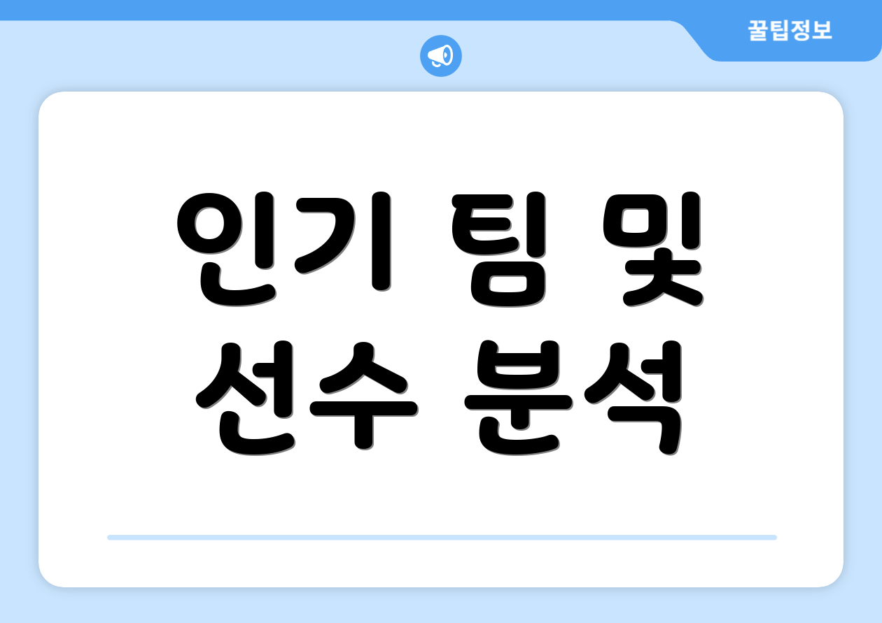 인기 팀 및 선수 분석