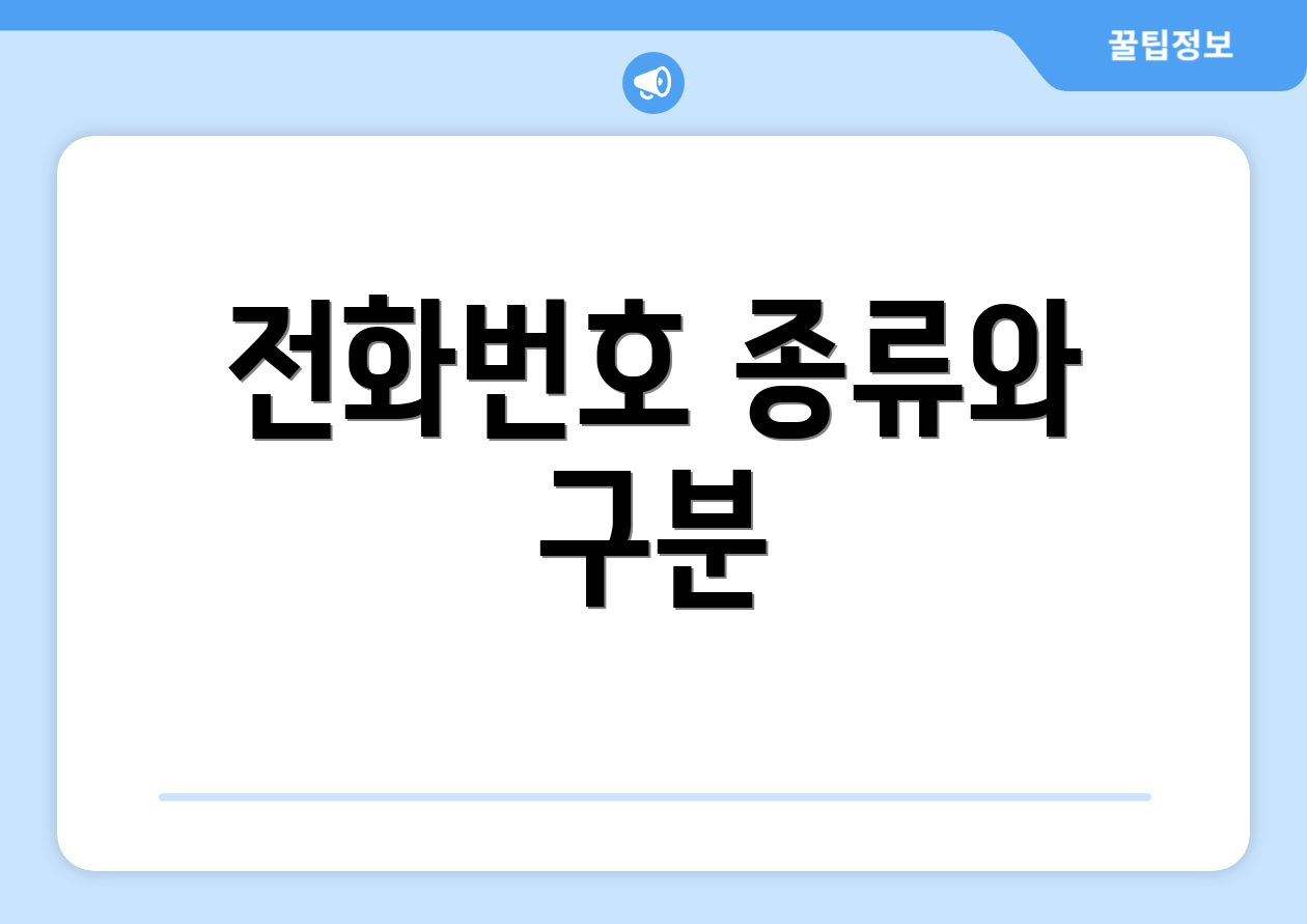 전화번호 종류와 구분