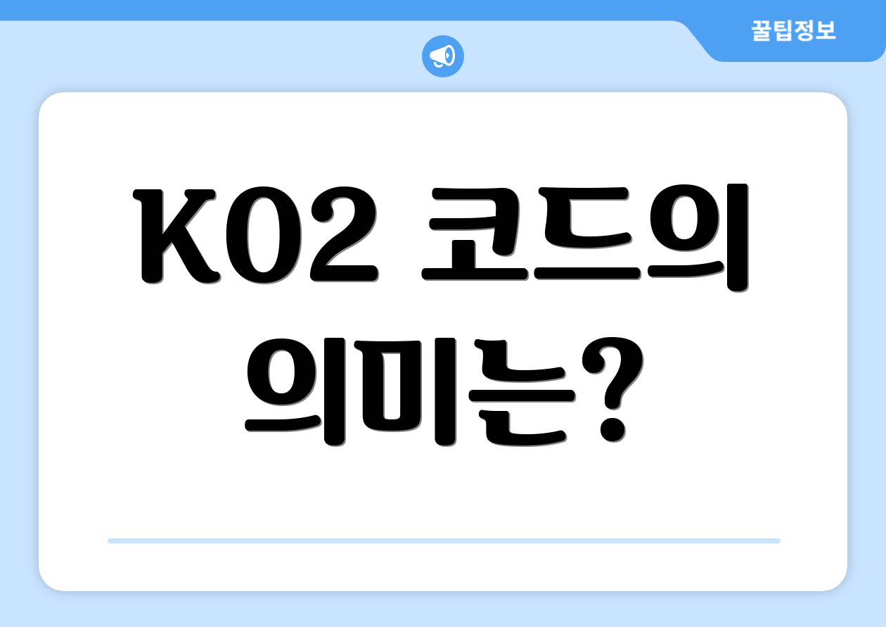 K02 코드의 의미는?