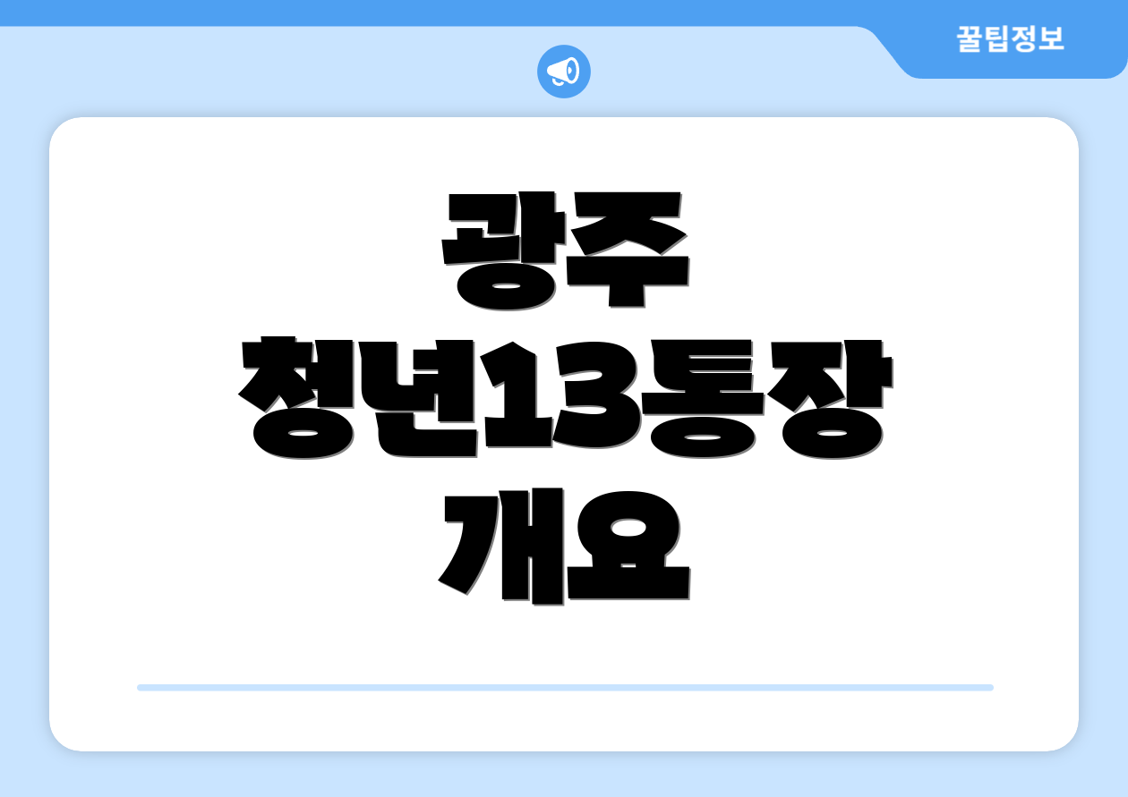 광주 청년13통장 개요