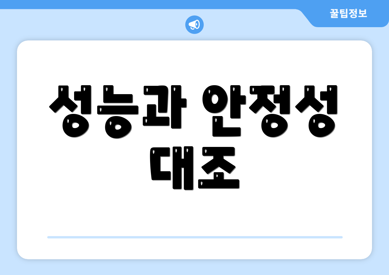 성능과 안정성 대조