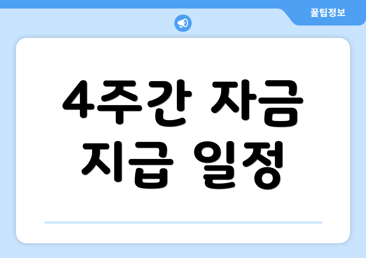 4주간 자금 지급 일정